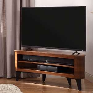 Anfossi Wooden Corner TV Stand In Walnut With Black Legs