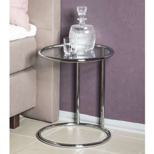 Eloy Round Clear Glass Side Table With Chrome Support