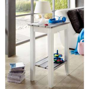 Eloy Wooden Side Table In White And Maritimo Pine