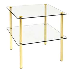 Eloy Square Clear Glass Side Table With Brass Support