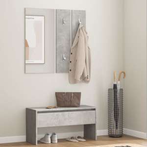 Elroy Wooden Hallway Furniture Set In Concrete Effect
