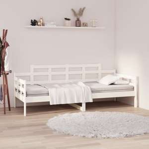Elstan Solid Pine Wood Single Day Bed In White