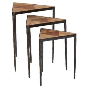 Eltro Wooden Set Of 3 Triangular Nesting Tables In Brown