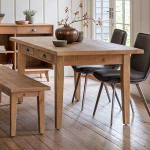Elvedon Wooden 2 Drawers Dining Table In Oak