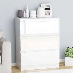 Elyes High Gloss Chest Of 3 Drawers In White