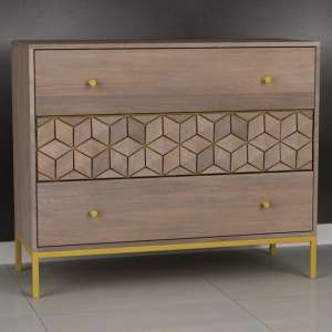 Elyton Chest Of Drawers In Grey Wash With 3 Drawers