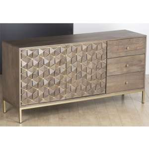 Elyton Sideboard In Grey Wash With 2 Doors And 3 Drawers