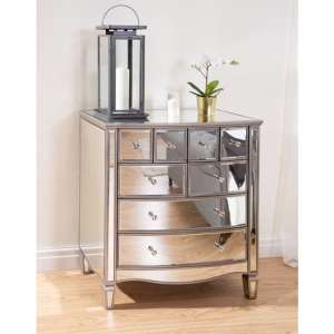 Elysee Mirrored Chest 8 Of Drawers In White