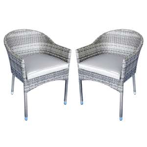 Elysia Mixed Grey Weave Stacking Armchairs In Pair