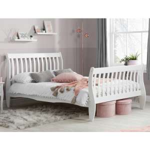 Emberly Wooden Double Bed In White