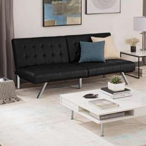 Ella Faux Leather Convertible Sofa Bed In Black