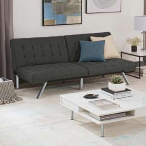 Ella Faux Leather Convertible Sofa Bed In Linen Grey