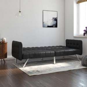 Ella Leather Convertible Clic Clac Sofa bed In Black