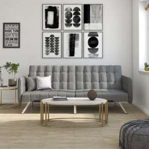 Ella Leather Convertible Clic Clac Sofa bed In Linen Grey