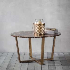 Emphora Marble Round Coffee Table With Metal Base