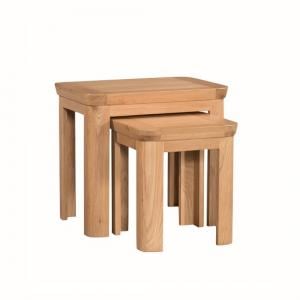 Empire Wooden Nest Of Tables In Solid Oak And Veneer