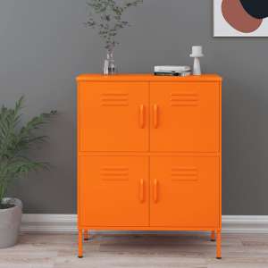Emrik Steel Storage Cabinet With 4 Doors In Orange