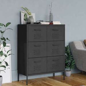 Emrik Steel Storage Cabinet With 6 Drawers In Anthracite