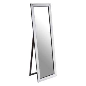 Emtin Rectangular Floor Standing Cheval Mirror In Silver Frame