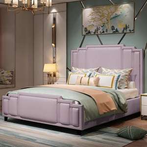Enumclaw Plush Velvet Super King Size Bed In Pink