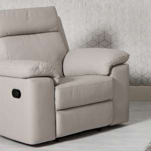 Enzo Faux Leather Recliner Armchair In Putty