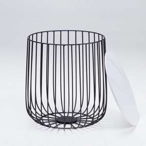 Exwick Small Black Frame Cage Coffee Table With Marble Top