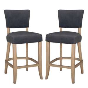 Epping Dark Grey Velvet Bar Chairs With Wooden Legs In Pair