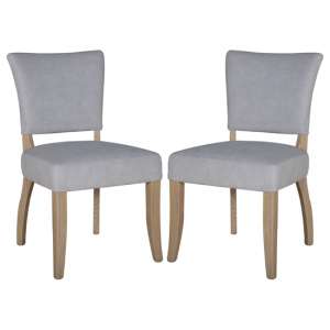 Epping Light Grey Velvet Dining Chairs With Wooden Legs In Pair