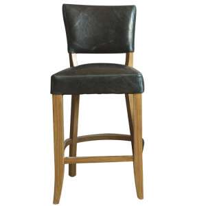 Epping PU Leather Bar Chair In Ink Blue With Wooden Frame