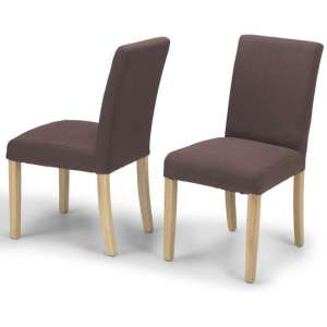 Exotic Brown Fabric Dining Chairs In A Pair With Natural Legs