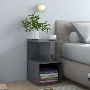 Eracio High Gloss Bedside Cabinet In Grey