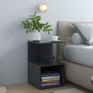 Eracio Wooden Bedside Cabinet In Grey
