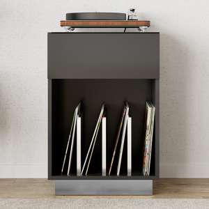 Ercis High Gloss Turntable Stand With 1 Drawers In Grey
