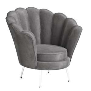 Ecton Velvet Fabric Lounge Chair In Dark Grey