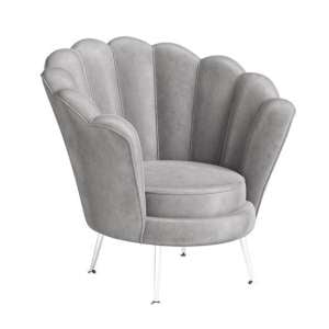 Ecton Velvet Fabric Lounge Chair In Silver Grey