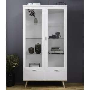 Eridanus Large Wooden Display Unit In White And Sonoma Oak