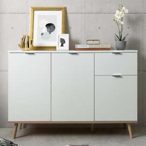 Eridanus Small Wooden Sideboard In White And Sonoma Oak