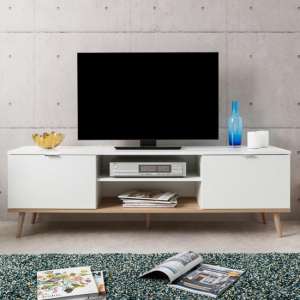 Eridanus Wooden TV Unit In White And Sonoma Oak