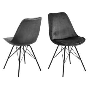 Eristo Dark Grey Fabric Dining Chairs In Pair