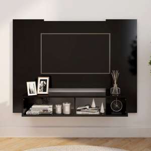 Ermin Wooden Wall Entertainment Unit In Black