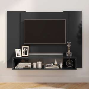Ermin Wooden Wall Entertainment Unit In Grey