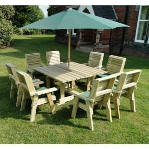 Erog Square Wooden Dining Set With 8 Chairs
