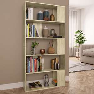 Errigal Wooden Bookcase And Room Divider In Sonoma Oak