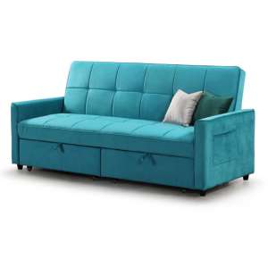 Eskridge Plush Fabric Sofa Bed In Teal