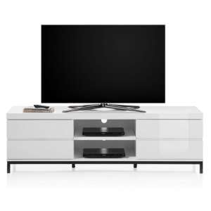 Estonia Lowboard TV Stand In White High Gloss With 4 Drawers