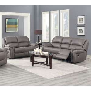 Etobi Fabric Recliner 3 Seater And 2 Seater Sofa In Grey