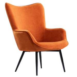 Eureka Plush Velvet Upholstered Accent Chair In Rust