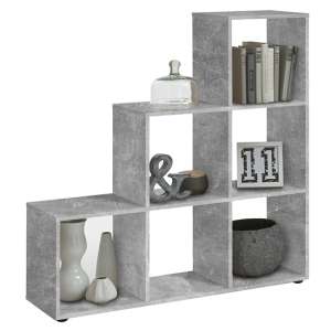 Euroa Bookcase And Room Divider With 6 Shelves In Concrete Effect