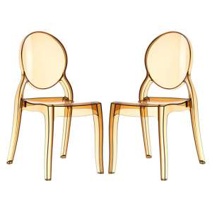 Everett Amber Transparent Polycarbonate Dining Chairs In Pair