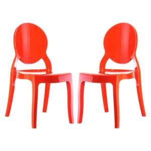 Everett Red High Gloss Polycarbonate Dining Chairs In Pair